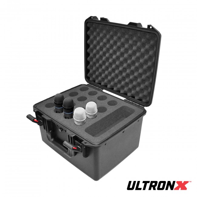 UltronX Plastic Water Tight Molded Travel Case Stores up to (16) Wireless and Wired Microphones
