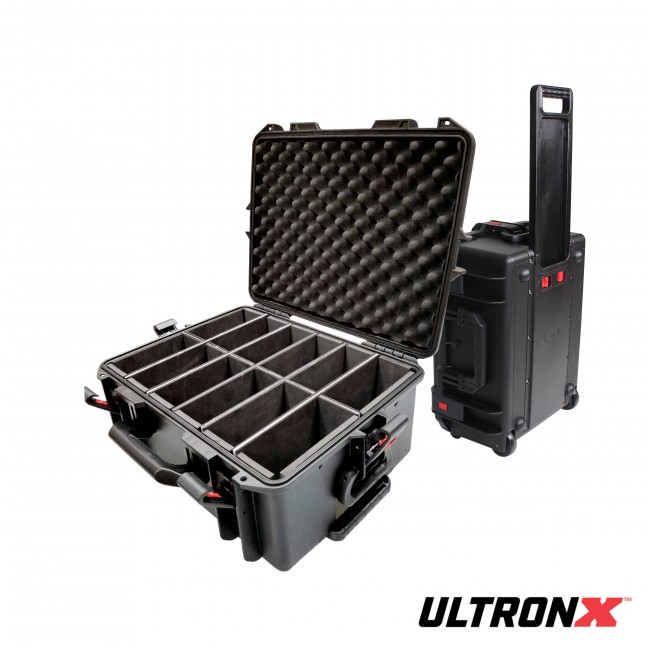 UltronX Watertight Case for 12 ApeLabs MAXI Lights W-Extendable Handle and Wheels