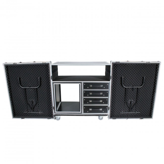 ATA Flight Style Mixing Console Case 12U Shockproof Rack (2) Side Tables