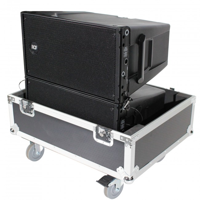 Fits 2x RCF HDL 10-A Line Array Speakers Flight Case with 4 inch Wheels
