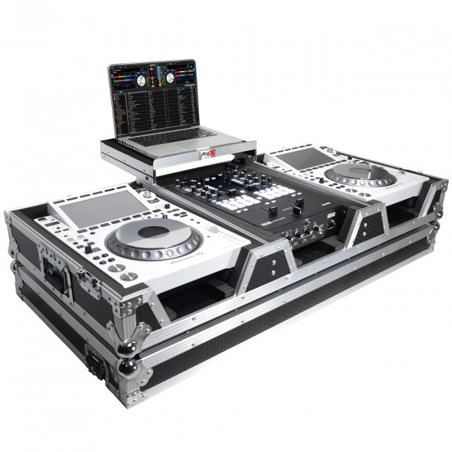 Flight Case DJ Coffin for Pioneer Mixer DJM-900NXS2  and 2 CDJ-3000 W-Wheels and Laptop Shelf