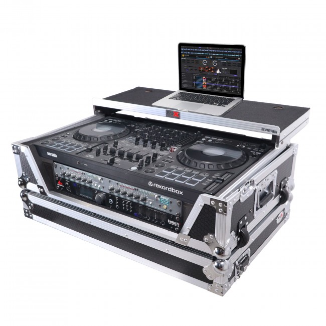 Flight Style Road Case For Pioneer DDJ-FLX10 DJ Controller with Laptop Shelf 2U Rack Space Wheels