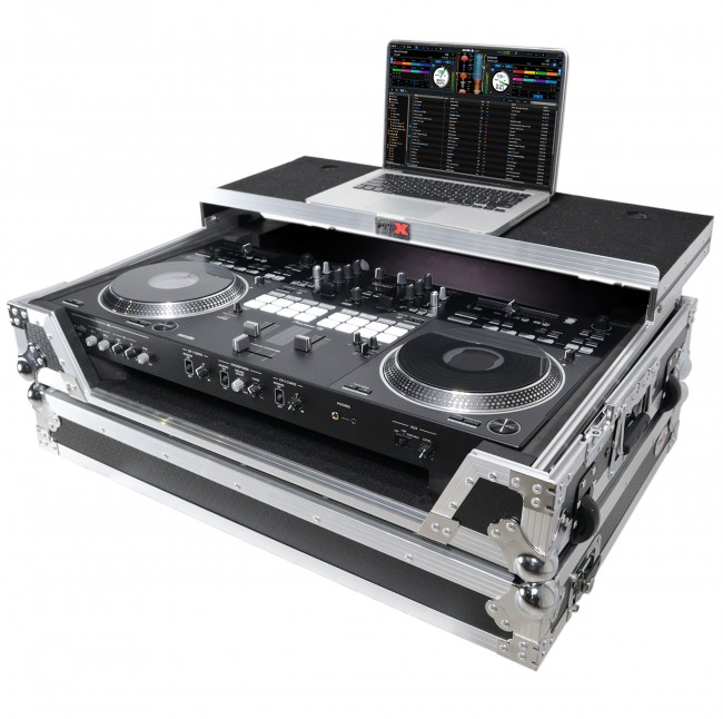 ATA Style Flight Case for Pioneer DDJ-REV7 DJ Controller with Laptop Shelf Wheels and 1U Rackspace