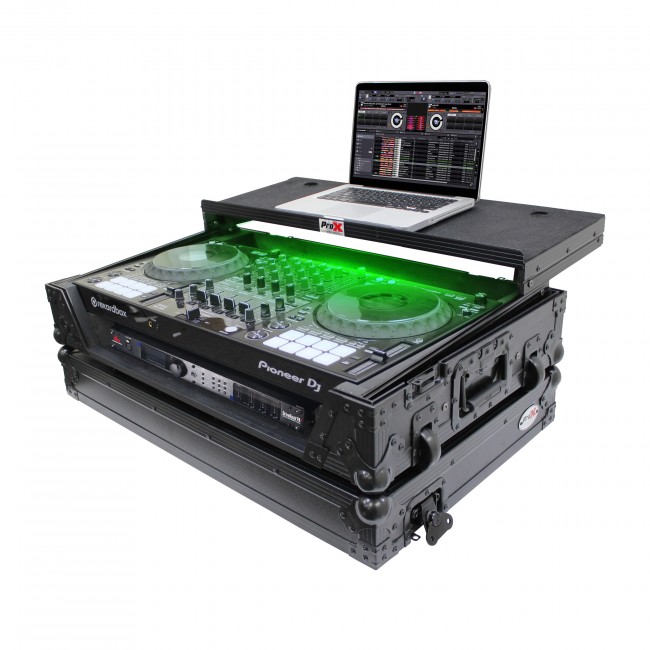 ATA Flight Case for Pioneer DDJ-1000 FLX6 SX3 DJ Controller with 1U Rack Space Wheels and LED - Black