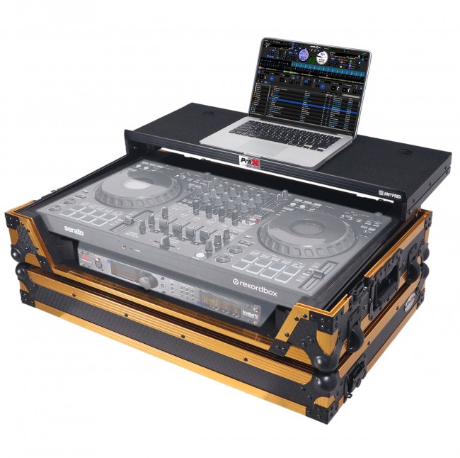 Flight Style Road Case For Pioneer DDJ-FLX10 DJ Controller with Laptop Shelf 1U Rack Space and Wheel