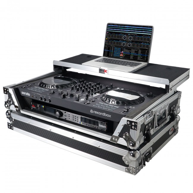 ATA Flight Case for Pioneer DDJ-FLX6 GT DJ Controller with Laptop Shelf 1U Rack Space and Wheels
