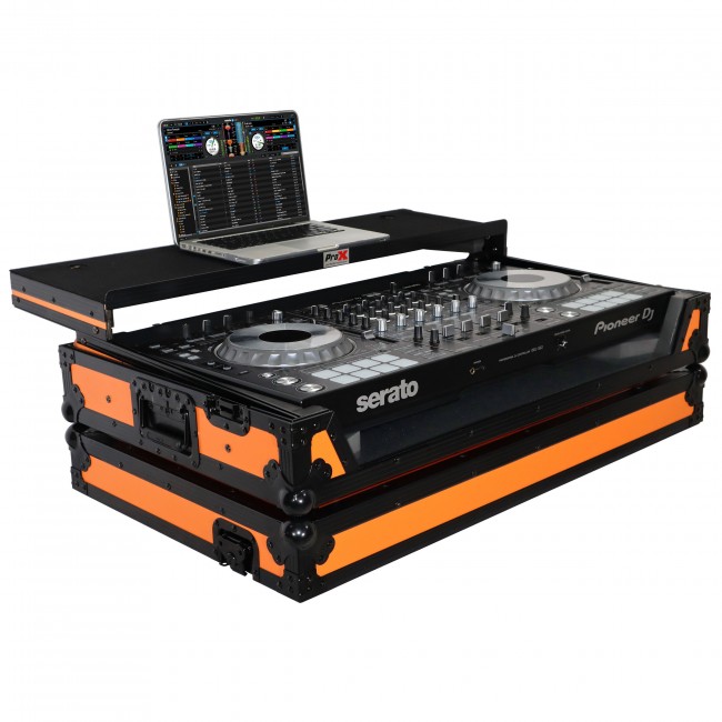 Flight Case for Pioneer DDJ-SZ DDJ-RZ Digital Controller W-Laptop Shelf & Wheels | Black on Orange
