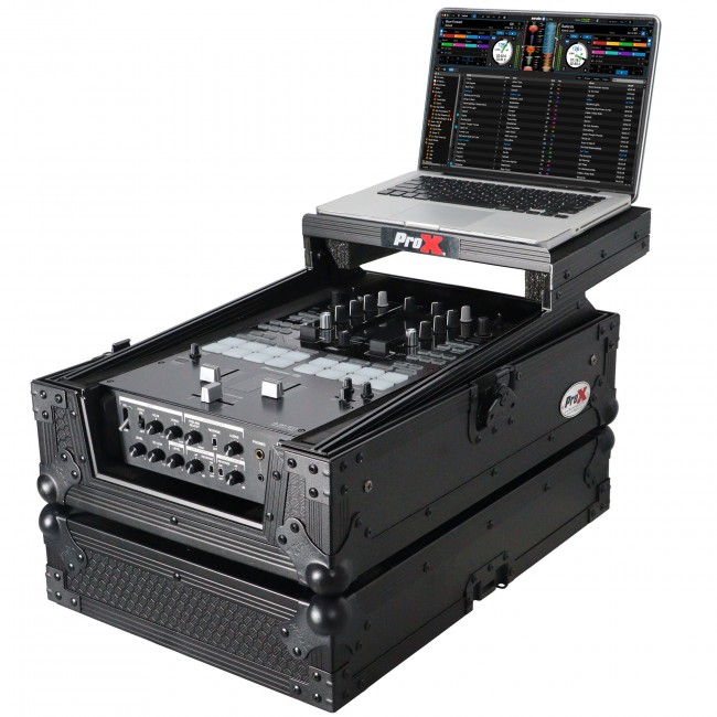 Flight Case for Pioneer DJM-S11 Mixer with Sliding Laptop Shelf | Black on Black