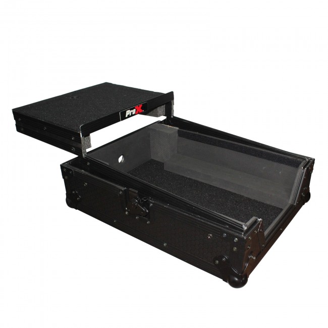 Mixer ATA Flight Hard Case for Large Format 12 Universal DJ Mixer with Laptop Shelf Black on Black