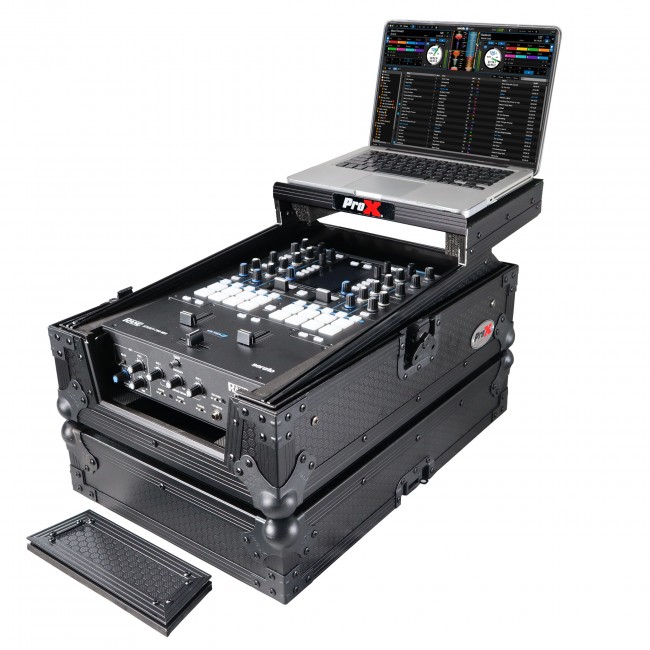 11 DJ Mixer Road Case W/Laptop Shelf for Rane Seventy-Two 72 and Rane Seventy (Black on Black)