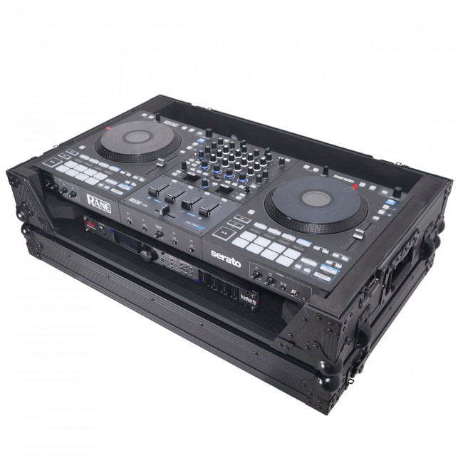 ATA Flight Style Road Case For RANE Four DJ Controller with 1U Rack Space and Wheels - Black Finish