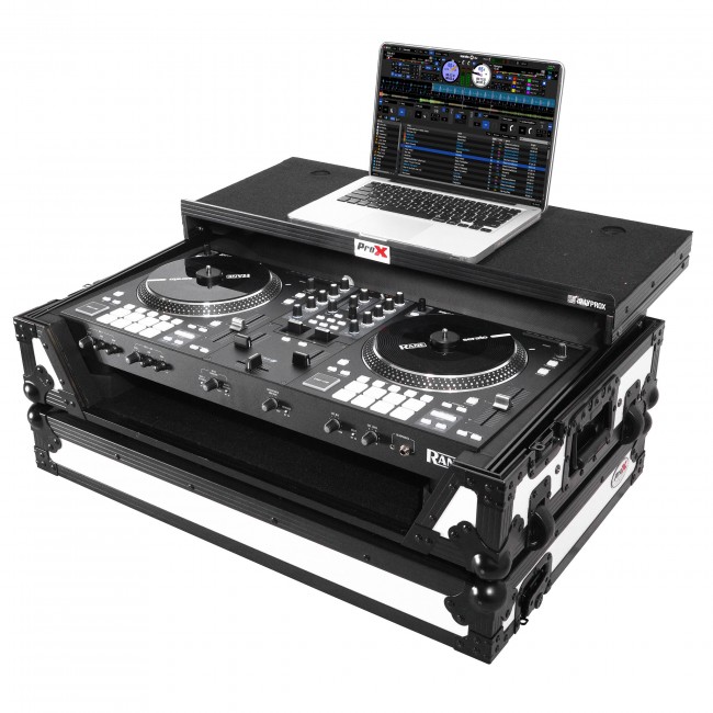 ATA Style Road Case For Rane One DJ Controller Limited Edition White Black w/ Sliding Laptop Shelf and Wheels