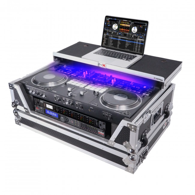 ATA Style Flight Case for Pioneer DDJ-REV7 & DDJ-1000 SRT  DJ Controller with 2U Rack Space Laptop Shelf Wheels LED kit