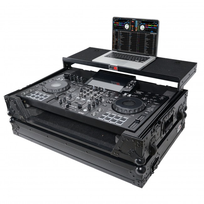 ATA Style DJ Controller Case for Pioneer DDJ-REV5 XDJ-RX3 RX2 Case with Laptop Shelf and Wheels | Black Finish
