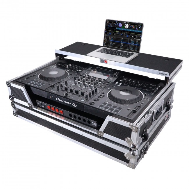 ATA Flight Case For Pioneer XDJ-XZ SZ2 DJ Controller with Laptop Shelf 1U Rack Space and Wheels - Black