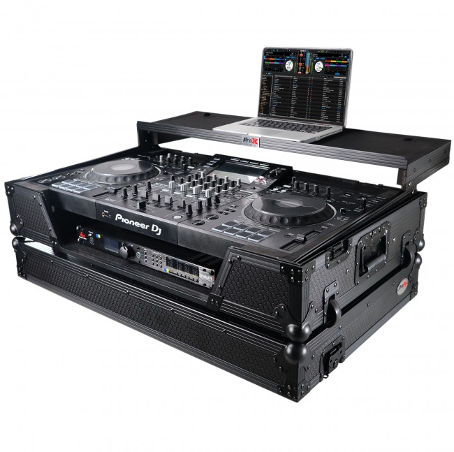 ATA Flight Case For Pioneer XDJ-XZ DJ Controller with Laptop Shelf 1U Rack Space and Wheels - Black