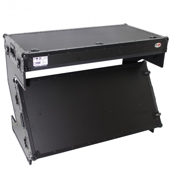 Z-Table DJ Workstation both Flight Case Table Portable with Wheels Black on Black for Scratch Turntable and Controller