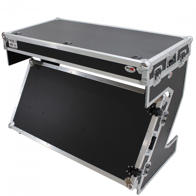 Z-Table Folding DJ Table Mobile Workstation Flight Case Style with Handles and Wheels