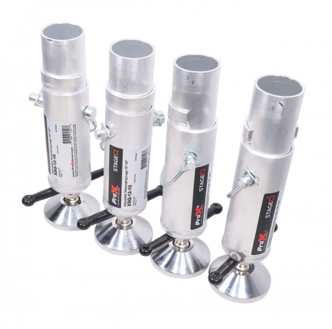 Set of (4)Telescoping Stage Legs with Ball Joint Adjusts from 12 to 15 inches compatible with ProX StageQ™ P