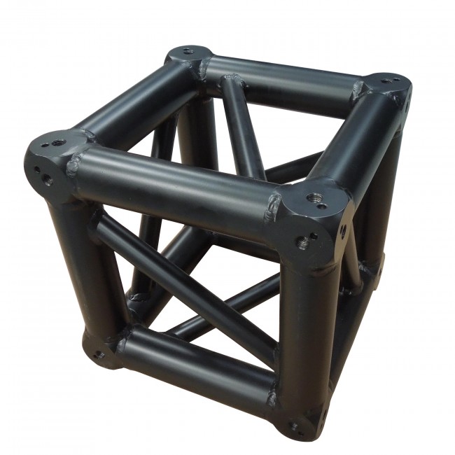 6 Way Square Truss Junction Block - Includes 4 Way 16 Half Conical Couplers | Black Powder Coated | 3mm Wall