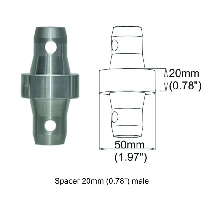Spacer 20mm Male Coupler