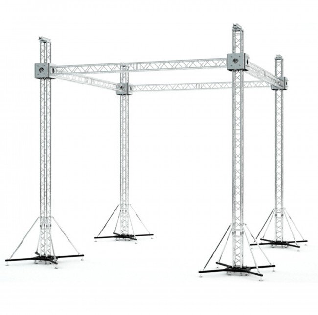 F34 Stage Roofing Truss System with Ground Support and Chain Hoists – 20x20x23 Ft. 