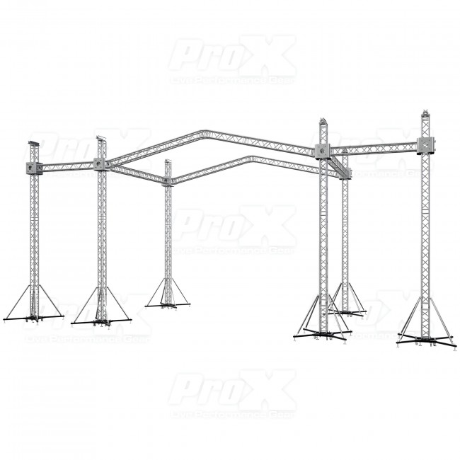 12D PR2 Stage Roofing System with 7 Ft Speaker Wings and  6 Chain Hoists | 30 Ft W x 20 Ft L x 23 Ft H