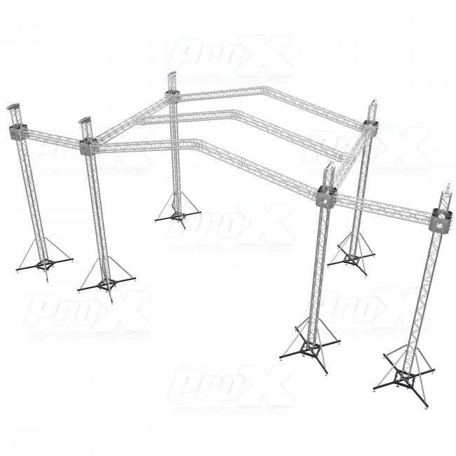 12D PR3 Stage Roofing System with 7 Ft Speaker Wings and  6 Chain Hoists | 30 Ft W x 20 Ft L x 23 Ft H