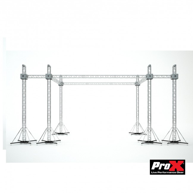 Flat Stage Roofing System with 7 Ft Speaker Wings and  6 Chain Hoists | 30 Ft W x 20 Ft L x 23 Ft H