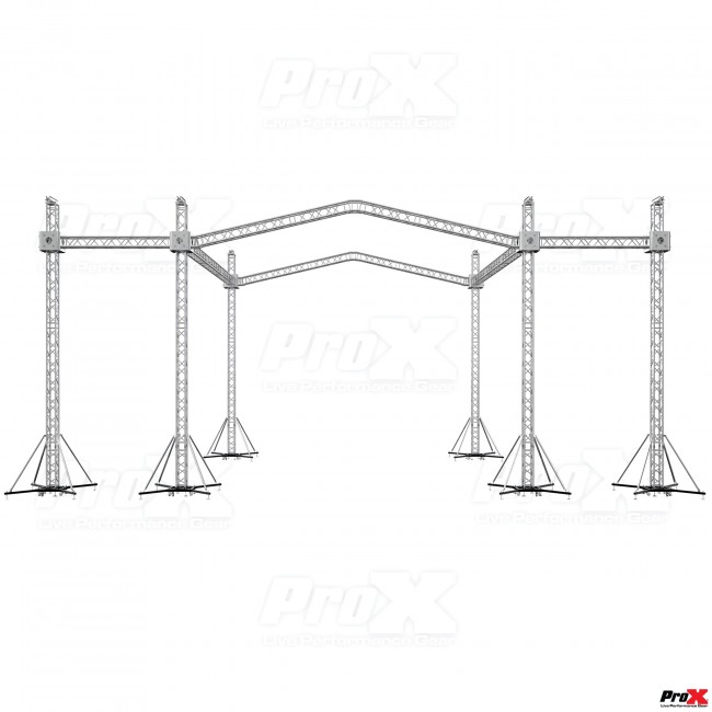 12D Stage Roofing System with 7 Ft Speaker Wings and 6 Chain Hoists | 30 Ft W x 30 Ft L x 23 Ft H