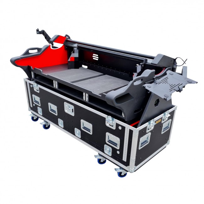 For DiGiCo Quantum 338 Flip-Ready Hydraulic Console Easy Retracting Lifting 2x2U Rack Space Flight Case with wheels by ZCASE