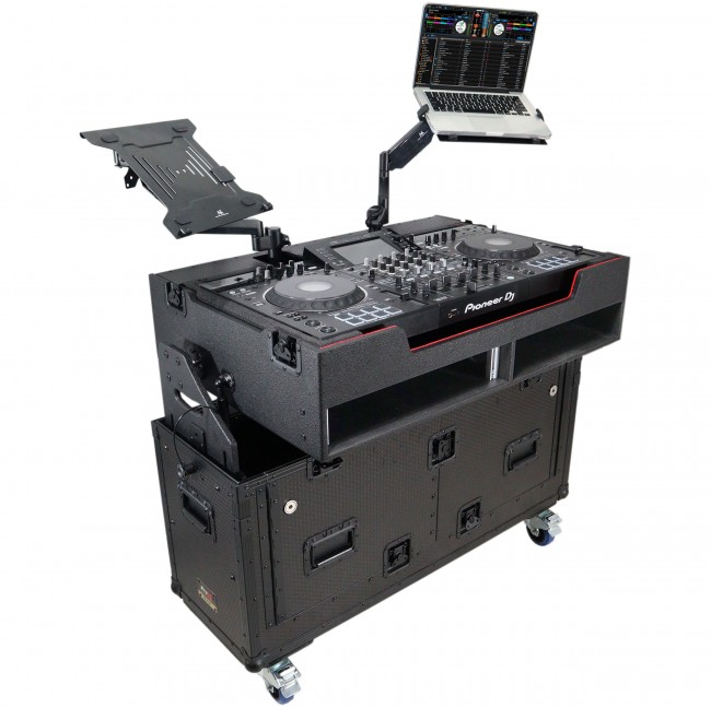 For Pioneer DDJ-REV7 XDJ-XZ DDJ-1000 SZ2 SX3 Flip-Ready Hydraulic DJ Easy Lifting Flight Case with Wheels and 2x Laptop Trays