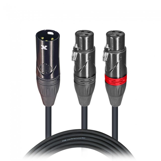 25 Ft. Balanced XLR-M to Dual XLR-F High Performance Audio Y Cable