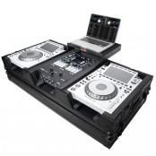 Black on Black ProX DJ Coffin Case for Pioneer 2X CDJ-3000 CD and DJM-900NXS2 Mixer With Wheels & Laptop Shelf XS-CDM3000WLTBL 