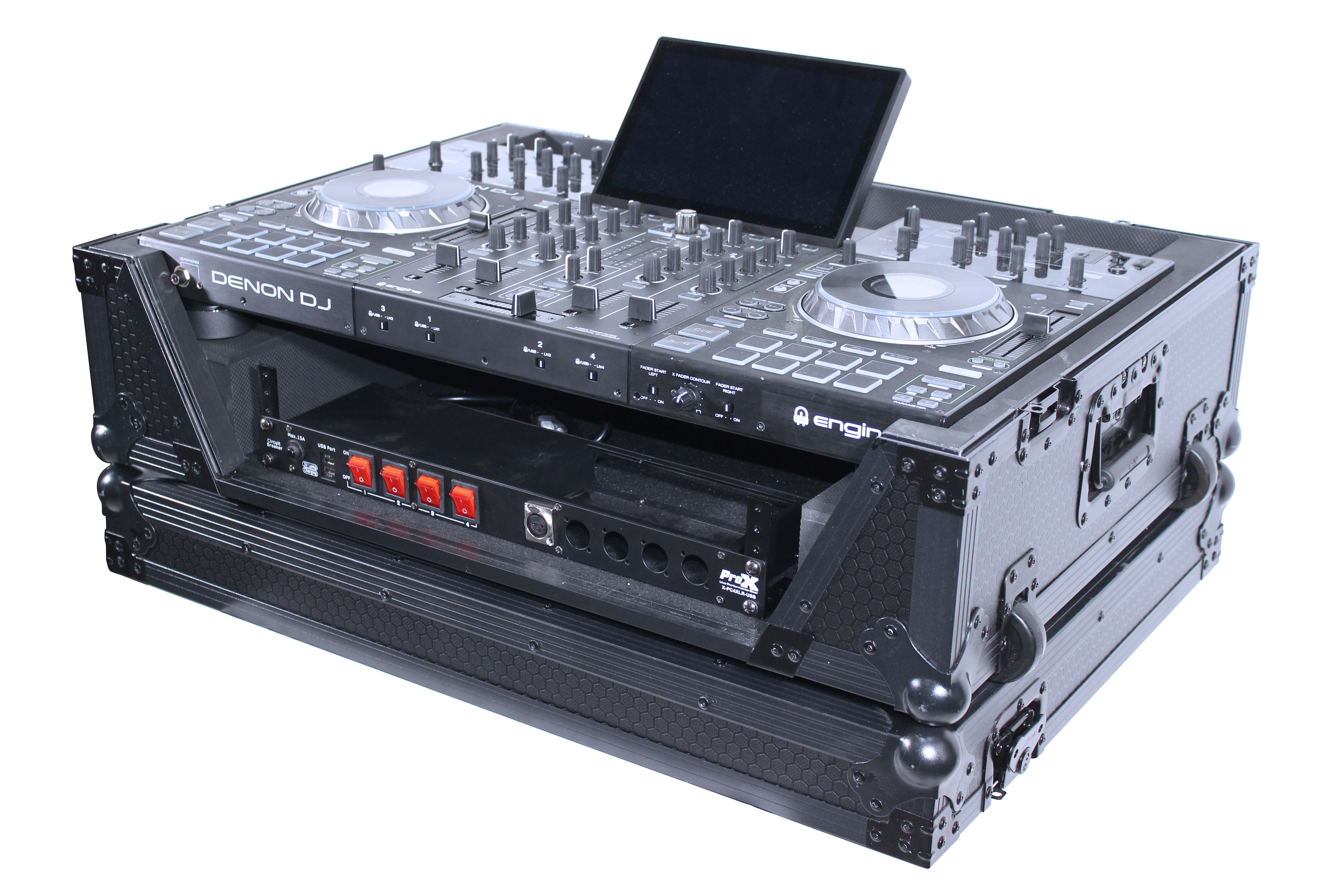 Denon DJ Prime 4 4-Deck Standalone DJ System with Flight Case Package 