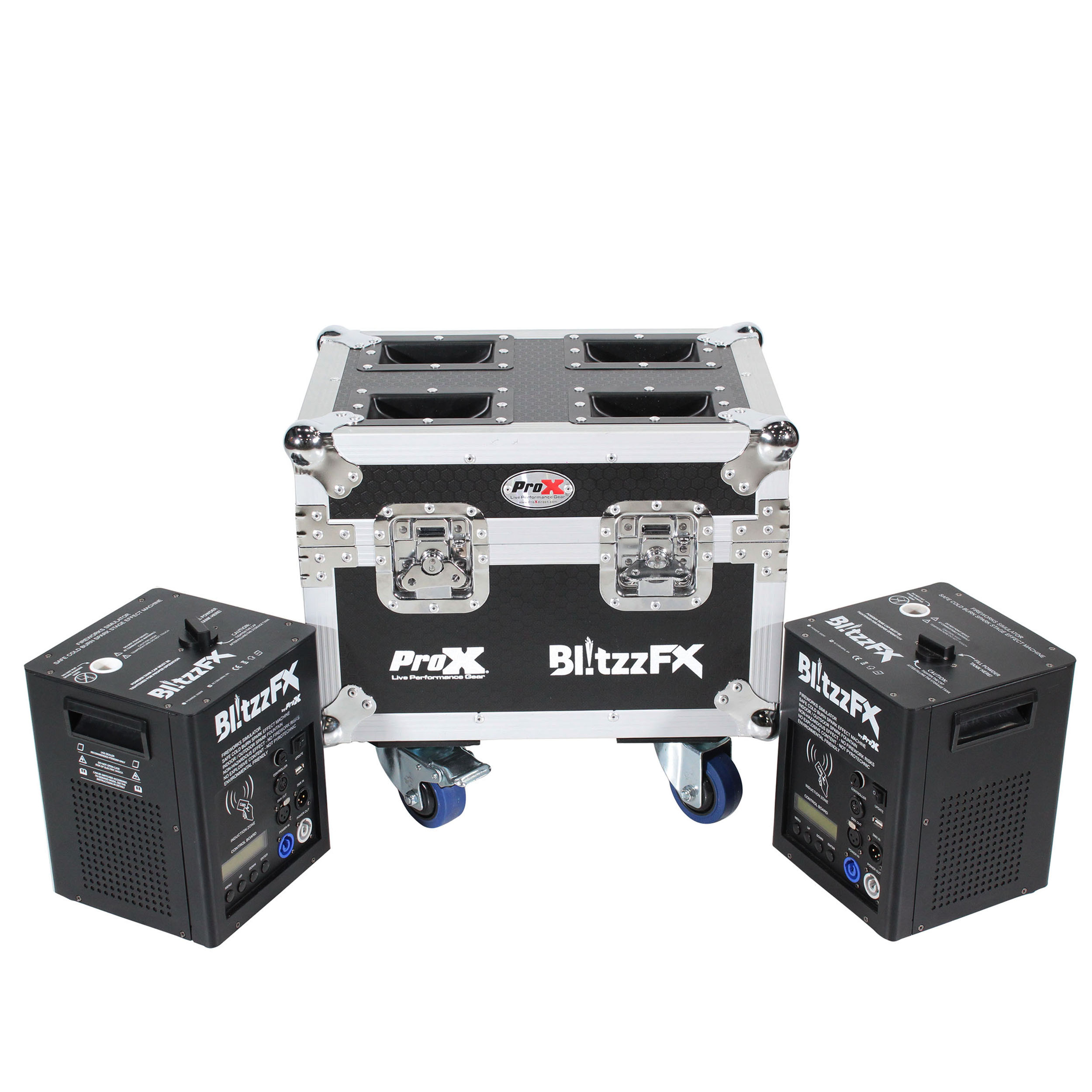 Blitzz Fx Set Of Two Smaller Model Cold Spark Machines W Flight Case - 