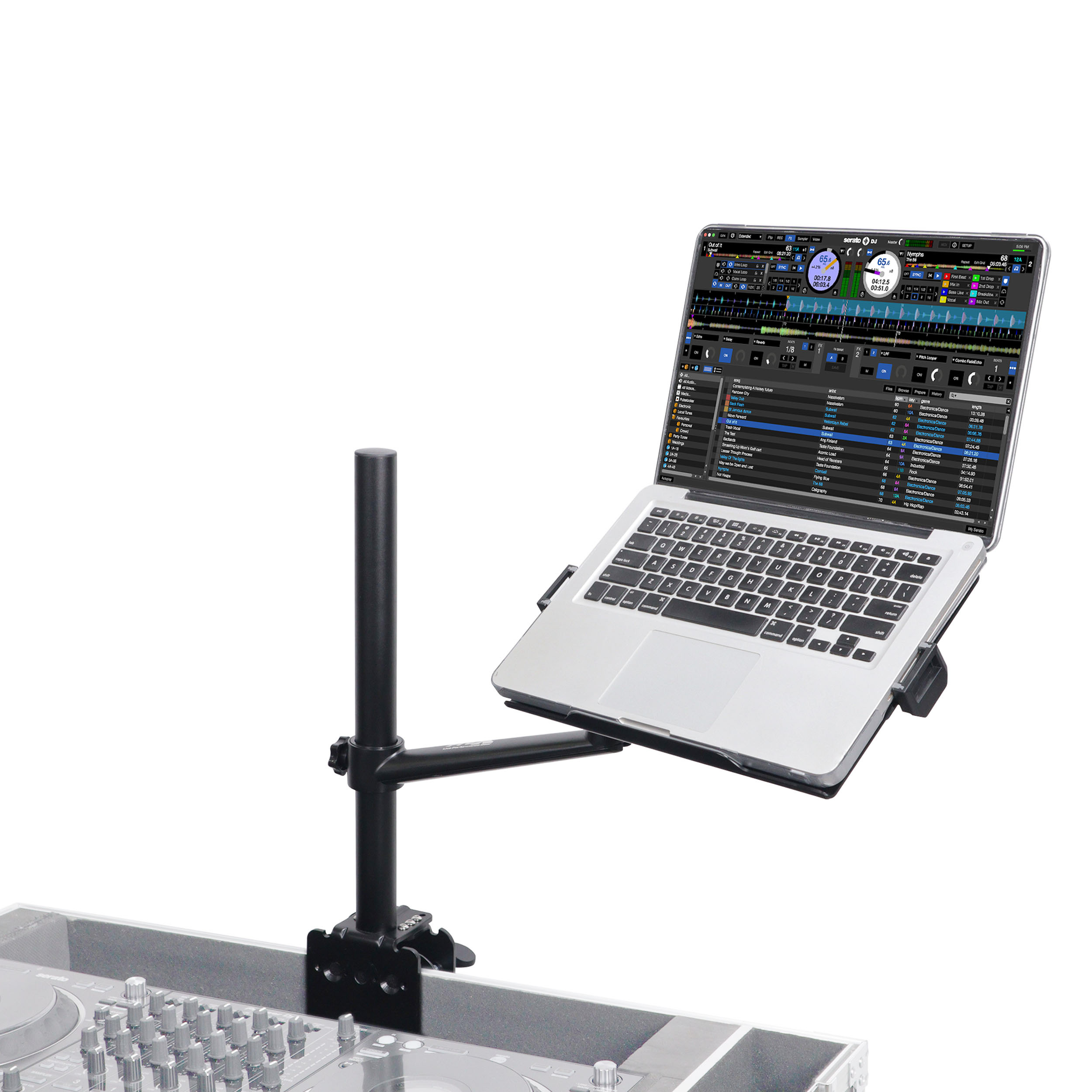 PROX X-FLEXARM BLK Universal Adjustable Stand for Laptops and Tablets,  Clamps Securely to Tables and DJ Cases for Ultimate Flexibility