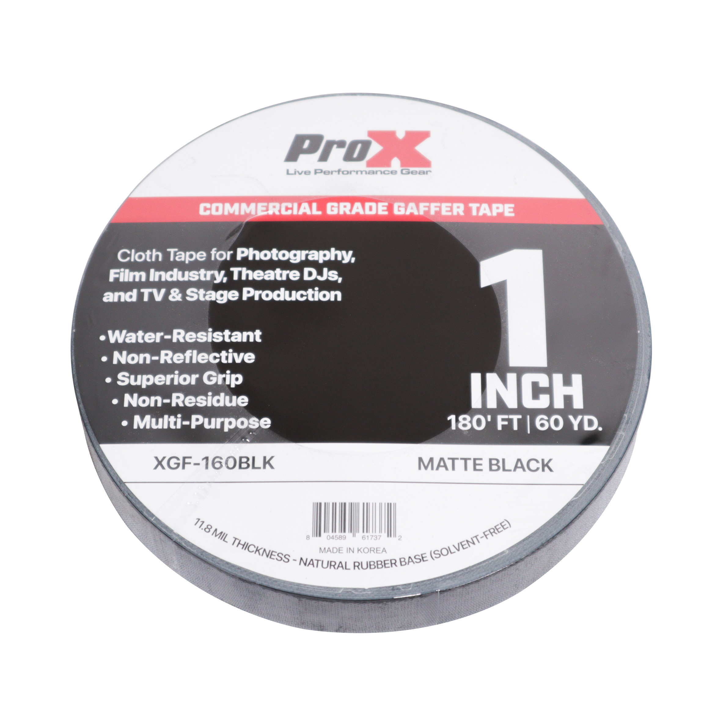 Prox XGF-360BLK - 3-Inch 60 Yard Matte Black Gaffer Tape