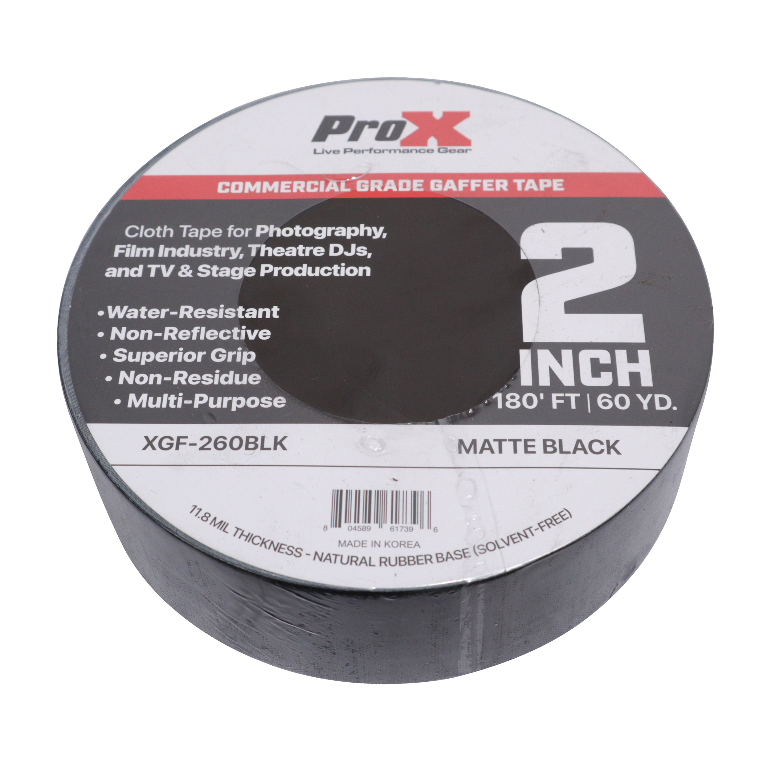 Prox XGF-260BLK 2 Commercial Grade Matte Gaffer Tape 180ft 60yd - Black