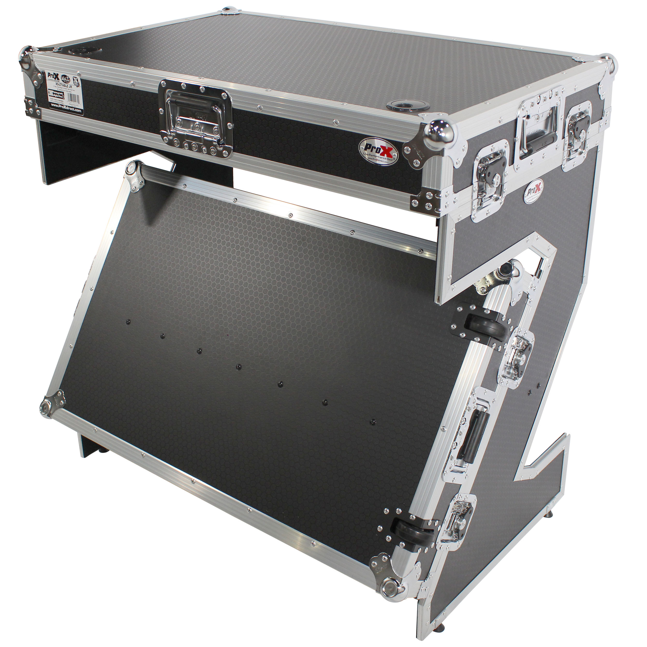 To interact simultaneous Senator DJ Z-Table® Junior Workstation Portable Compact Booth Flight Case Table W  Handles and Wheels | ProX Live Performance Gear